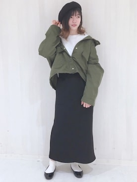 「ワッフル」｜「アイテム（マウンテンパーカー）」を使った、hikaruさん（レディース・161cm）の冬コーディネート