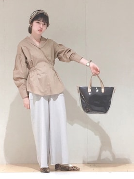 「バレエシューズ」｜「アイテム（チュニック）」を使った、hikaruさん（レディース・161cm）の春コーディネート