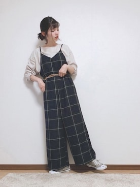 「AMERICAN HOLIC」｜「アイテム（サロペット/オーバーオール）」を使った、hikaruさん（レディース・161cm）の夏コーディネート