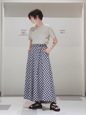 「ラップスカート」｜「アイテム（その他）」を使った、hikaruさん（レディース・161cm）の夏コーディネート