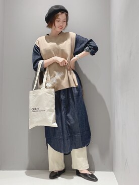 「スクエアトゥ」｜「アイテム（シャツワンピース）」を使った、hikaruさん（レディース・160cm）の春コーディネート