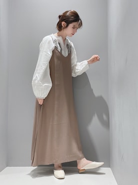 「CRAFT STANDARD BOUTIQUE（クラフトスタンダードブティック）のオーバーヒールスクエアミュール　＊◇（パンプス）」を使った、hikaruさん（レディース・160cm）の春コーディネート