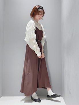 「CRAFT STANDARD BOUTIQUE（クラフトスタンダードブティック）のバックオープンシアーバンドカラーシャツ　＊◇（シャツ/ブラウス）」を使った、hikaruさん（レディース・160cm）の春コーディネート