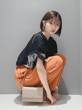 「ラップパンツ」｜「アイテム（スラックス）」を使った、hikaruさん（レディース・160cm）の春コーディネート