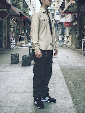 「VERSACE（ヴェルサーチ）のアイテム（カバーオール）」を使った、Han Chen さん（メンズ・184cm）の冬コーディネート