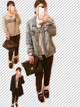 「お仕事スタイル」｜「アイテム（スウェット）」を使った、ryo.ko.naさん（レディース・160cm）の冬コーディネート