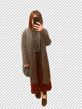 「LEPSIM（レプシィム）のアイテム（チェスターコート）」を使った、ryo.ko.naさん（レディース・160cm）の冬コーディネート