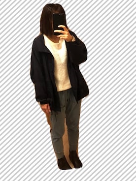 「ニコアンド」｜「アイテム（マウンテンパーカー）」を使った、ryo.ko.naさん（レディース・160cm）の冬コーディネート