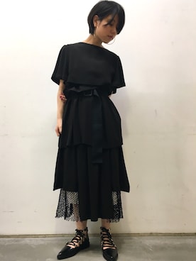 「TOGA PULLA（トーガ　プルラ）のアイテム（ワンピース）」を使った、ホリユキノさん（レディース・154cm）の春コーディネート
