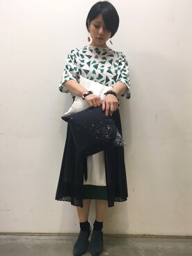 「PONTI（ポンティ）のアイテム」を使った、ホリユキノさん（レディース・154cm）の春コーディネート