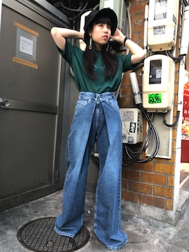 「DIET BUTCHER（ダイエットブッチャー）のアイテム」を使った、ホリユキノさん（レディース・154cm）の夏コーディネート