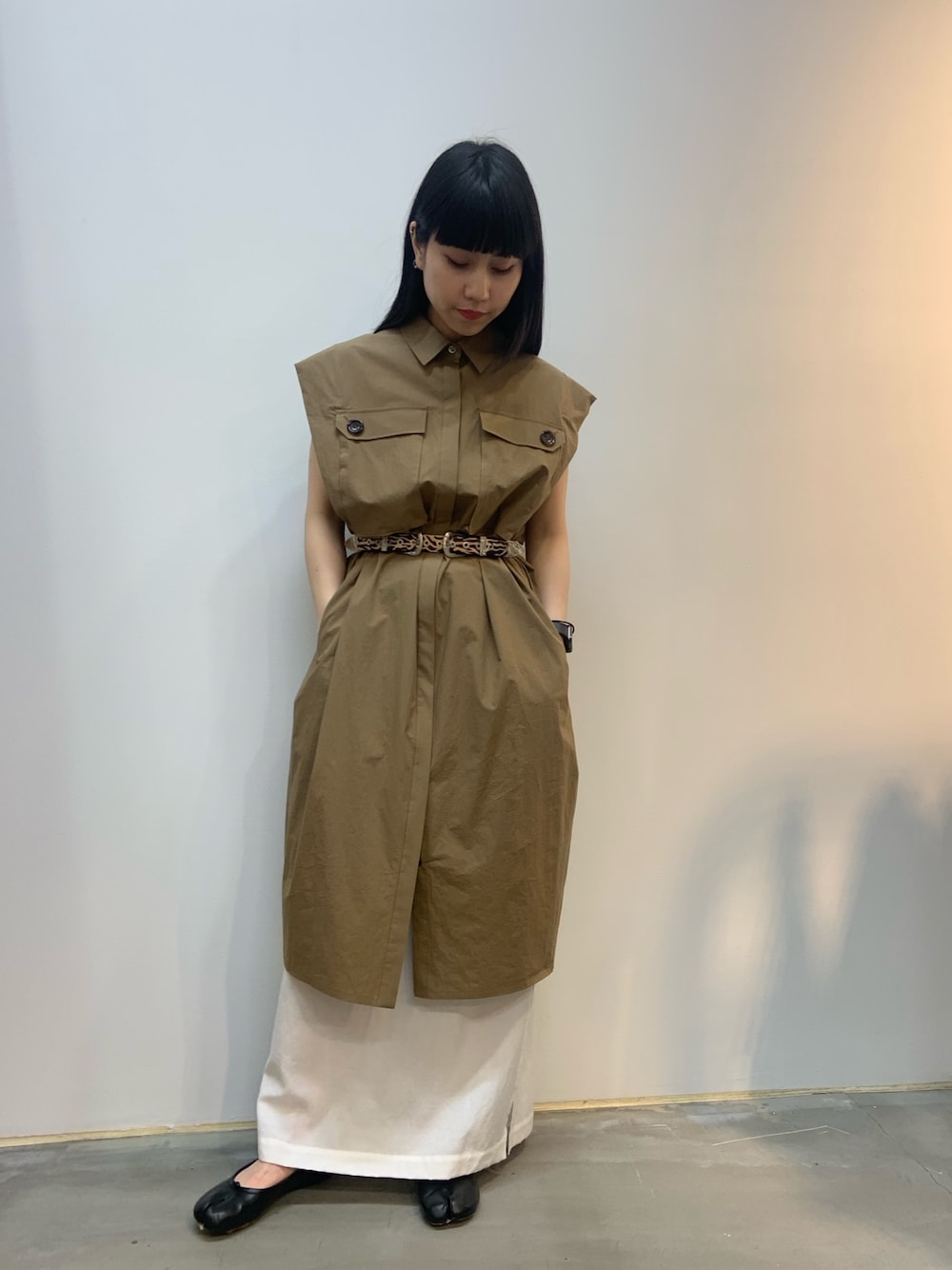 「オトナカジュアル、グリーン、シンプル、楽チンコーデ、春、低身長、春色、カーキ、スカート、はるコーデ」｜「RITOのアイテム（トップス、グリーン系）」を使った、ホリユキノさん（レディース・154cm）の春コーディネートの1枚目の写真