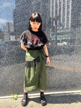 「アイテム（イヤリング）」を使った、ホリユキノさん（レディース・154cm）の春コーディネート