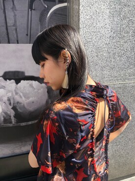 「TOGA PULLA（トーガ　プルラ）のアイテム（ピアス（両耳用））」を使った、ホリユキノさん（レディース・154cm）の春コーディネート