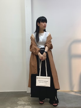 「MAISON EUREKA（メゾンエウレカ）のアイテム」を使った、ホリユキノさん（レディース・154cm）の春コーディネート