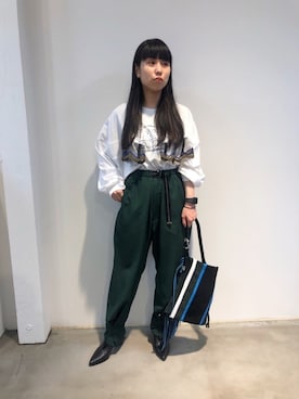 「PONTI（ポンティ）のアイテム」を使った、ホリユキノさん（レディース・154cm）の秋コーディネート