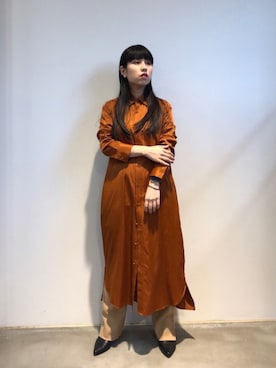 「アイテム（トップス、ブラウン系）」を使った、ホリユキノさん（レディース・154cm）の秋コーディネート