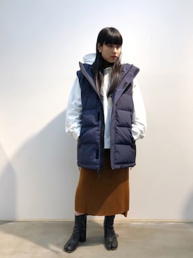 「Maison Margiela（メゾンマルジェラ）のアイテム（ブーツ）」を使った、ホリユキノさん（レディース・154cm）の冬コーディネート