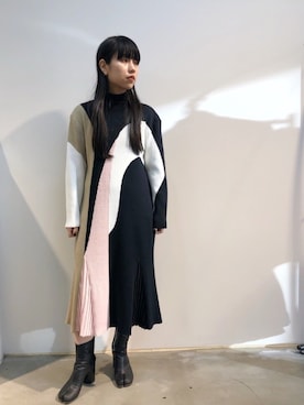 「Maison Margiela（メゾンマルジェラ）のアイテム（ブーツ）」を使った、ホリユキノさん（レディース・154cm）の冬コーディネート