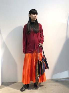 「Maison Margiela（メゾンマルジェラ）のアイテム（ブーツ）」を使った、ホリユキノさん（レディース・154cm）の冬コーディネート
