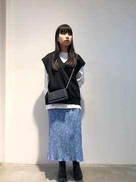 「Maison Margiela（メゾンマルジェラ）のアイテム（ブーツ）」を使った、ホリユキノさん（レディース・154cm）の冬コーディネート