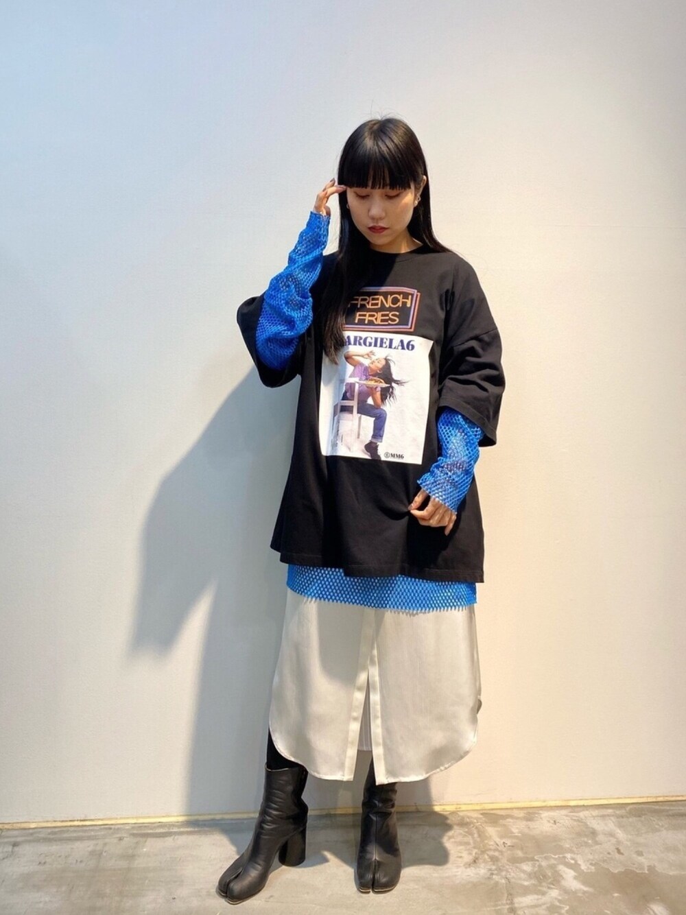 「春めきシューズ、オトナカジュアル、春コーデ、春カラー、スカート、低身長コーデ、低身長、ビッグシルエット、レイヤードスタイル、シンプルコーデ」｜「RITOのRITO　ストライプスカート（スカート、ホワイト系）」を使った、ホリユキノさん（レディース・154cm）の春コーディネートの1枚目の写真