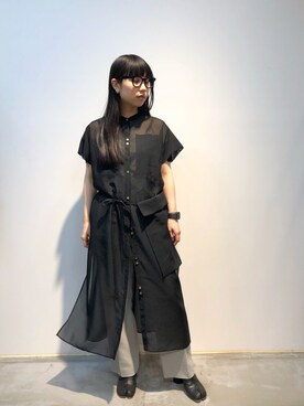 ホリユキノさんの「RITO シアーコットンロングシャツドレス」を使ったコーディネート