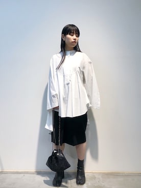 「Maison Margiela（メゾンマルジェラ）のアイテム（ブーツ）」を使った、ホリユキノさん（レディース・154cm）の春コーディネート