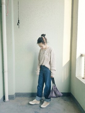 「アイテム（ブローチ/コサージュ、ホワイト系）」を使った、mikotiboさん（レディース・160cm）の春コーディネート