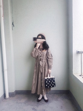 「Handmade（ハンドメイド）のアイテム（ブローチ/コサージュ）」を使った、mikotiboさん（レディース・160cm）の秋コーディネート
