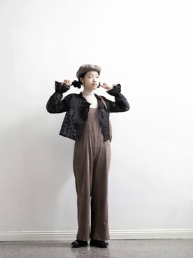 「盐系风格」｜「アイテム（ハンチング/ベレー帽）」を使った、mikotiboさん（レディース・160cm）の冬コーディネート
