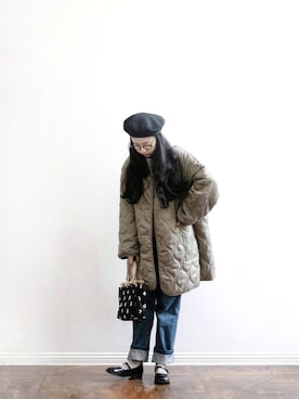 「盐系风格」｜「アイテム（ジャケット/アウター）」を使った、mikotiboさん（レディース・160cm）の冬コーディネート