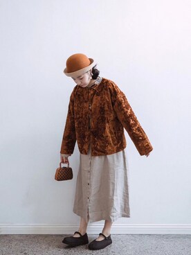 「I am I in fact...（アイアムアイインファクト）のアイテム（ジャケット/アウター）」を使った、mikotiboさん（レディース・160cm）の冬コーディネート