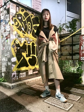 「原宿」｜「アイテム（ステンカラーコート）」を使った、detour -yorimichi-さん（レディース・160cm）の夏コーディネート