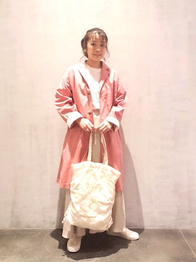 「アイテム（その他アウター、ピンク系）」を使った、あんみつ。さん（レディース・158cm）の春コーディネート
