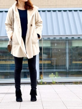 「アイテム（ムートンコート）」を使った、kaminさん（レディース・160cm）の冬コーディネート