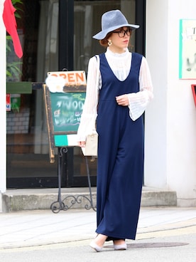 「アイテム（つなぎ/オールインワン）」を使った、kaminさん（レディース・160cm）の春コーディネート