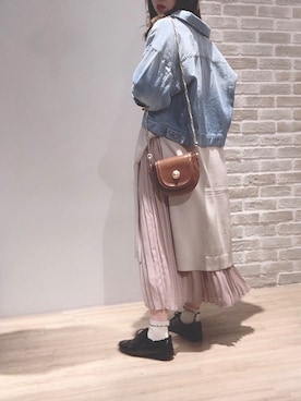 「セットアイテム」｜「アイテム（デニムジャケット）」を使った、むこさんさん（レディース・162cm）の春コーディネート