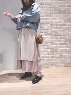 「セットアイテム」｜「アイテム（デニムジャケット）」を使った、むこさんさん（レディース・162cm）の春コーディネート