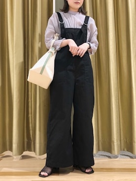 「ラベンダー」｜「アイテム（サロペット/オーバーオール）」を使った、むこさんさん（レディース・162cm）の春コーディネート