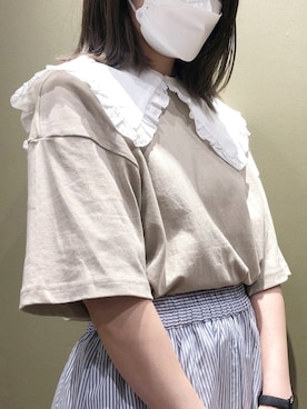 「フリル襟」｜むこさんさん（レディース・162cm）の春コーディネート