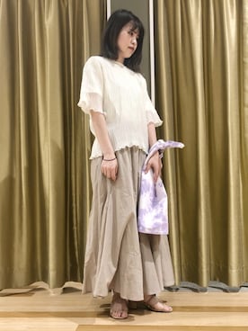 「Iラインスカート」｜むこさんさん（レディース・162cm）の春コーディネート