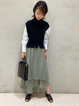 「STUDIOUS(ステュディオス)のアイテム(ベスト)」を使った、wakamaedaさん(レディース・156cm)の春コーディネート