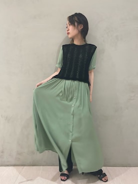 「STUDIOUS（ステュディオス）のアイテム（シャツワンピース）」を使った、wakamaedaさん（レディース・156cm）の春コーディネート