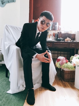 「G2000 （ジートゥサウザンド）のアイテム（フォーマルスーツ/小物）」を使った、Eddieさん（メンズ・174cm）の春コーディネート