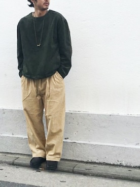 「roundabout（ラウンダバウト）のアイテム」を使った、lally joeさん（メンズ・171cm）の秋コーディネート