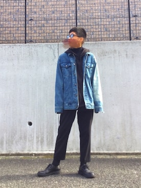 「いいね返し」｜「アイテム（デニムジャケット）」を使った、ワタナベ シンドウさん（メンズ・167cm）の冬コーディネート