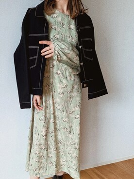 「ピスタチオ」｜「アイテム（デニムジャケット）」を使った、Rieさん（レディース・160cm）の春コーディネート