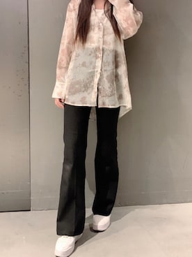 「アイテム（シャツ/ブラウス、ブラウン系）」を使った、kazuhaさん（レディース・153cm）の夏コーディネート