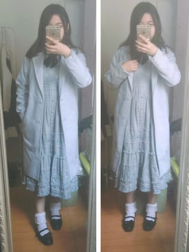 「Honeys（ハニーズ）のアイテム（ダッフルコート）」を使った、朗姆温蒂さん（レディース・155cm）の秋コーディネート